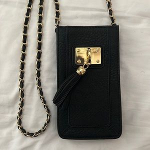 Purse for phone - crossbody black and gold